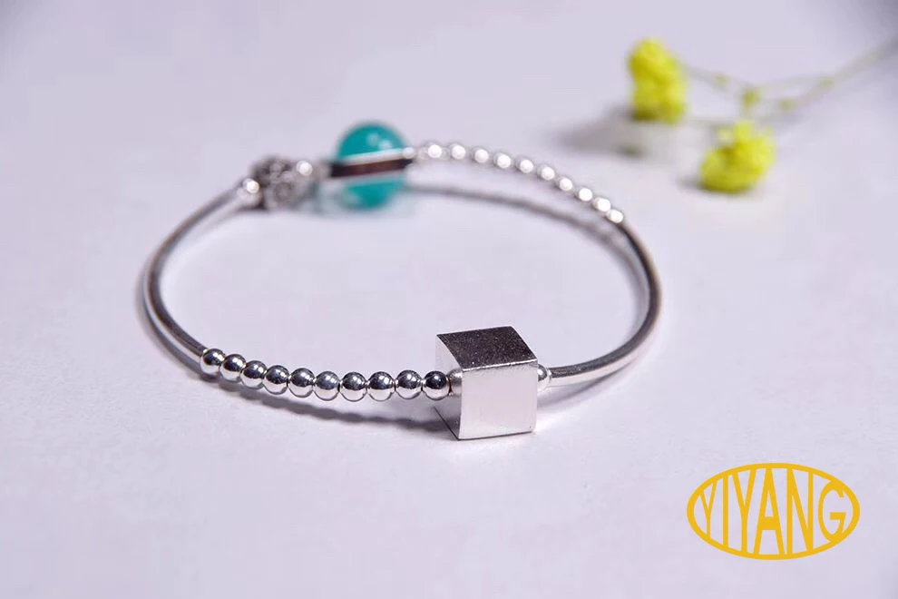 

YY Fine Jewelry Handmade 925 sterling silver natural amazonite fashion luxury boutique woman round party cute gift bracelet