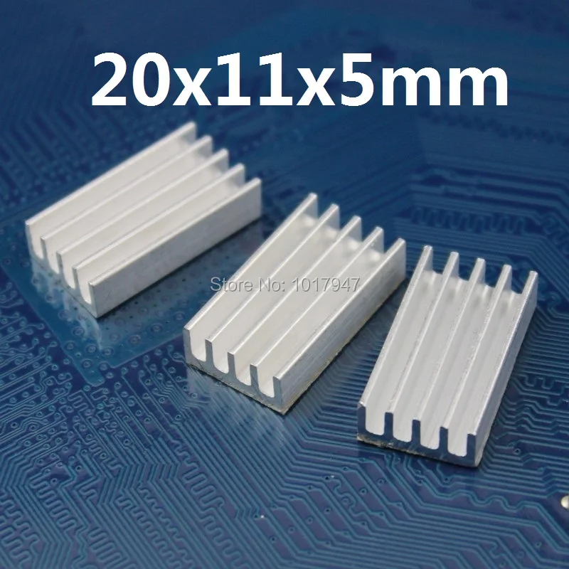 10 шт./партия радиатор Silvr 20x11x5 мм для маршрутизатора IC алюминиевое охлаждающее