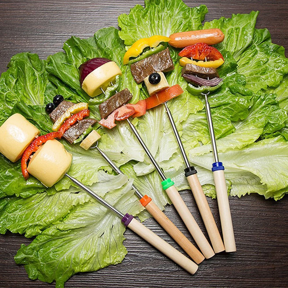 8pcs U shaped Extensible BBQ Forks Barbecue Skewers Grill BBQ Stick