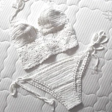 Высокое качество Для женщин белый купальный Костюмы Трикотажные Бикини крючком Топ Sexy Strappy Maillot De Bain крючком Купальные костюмы