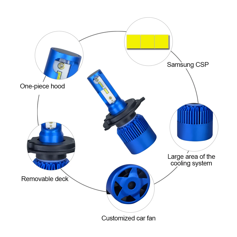 AcooSun H4 H7 Led автомобилей головной светильник H1 H8 H9 H11 HB4 HB3 9006 9005 чипов CSP 10000LM 72W фары