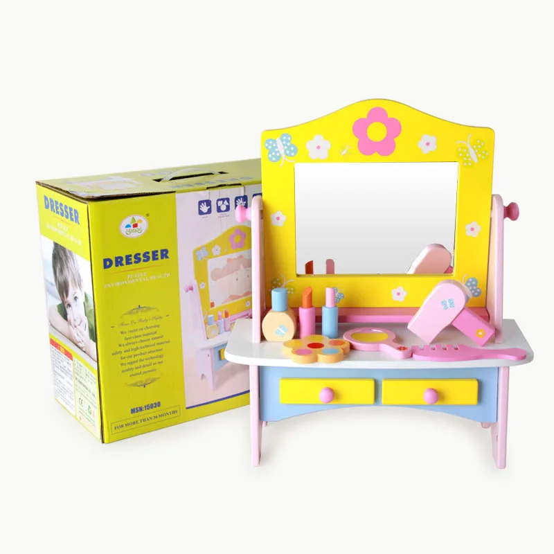 

Dressing table children's play girls wooden toys Kindergarten Role Playing Baby COOK FUN game