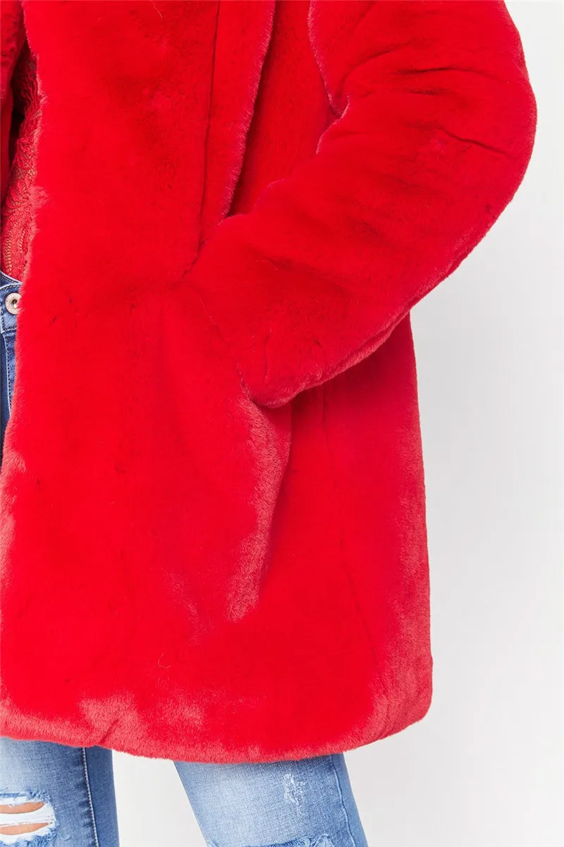 Меховое пальто зимнее женское пальто пушистое пальто из искусственного меха теплая верхняя одежда пальто куртка с длинными рукавами кардиган с карманами Casaco Feminino