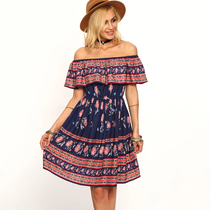 Aliexpress.com : Buy 2018 Summer New Style Female Fashion Printed Ruffles One piece Dresses 