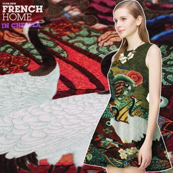 

Digital inkjet jacquard fabric French fashion jacquard fabric crisp jacquard dress fabric 100 polyester fabric jacquard cloth