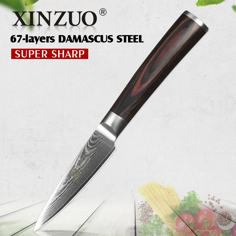 XINZUO 3 5 &quotдюймовый нож для фруктов высокоуглеродные Дамасские Ножи японский VG10