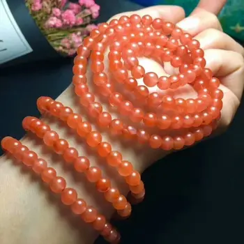 

Natural South Red Agate Gemstone Women Beads Bracelet 6-5.5mm AAA 3rows