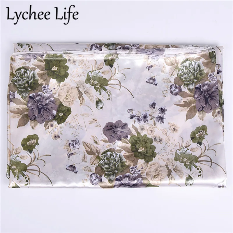 Lychee Life хит цвет ткань с цветочным принтом в китайском стиле 150 см атласная Печать