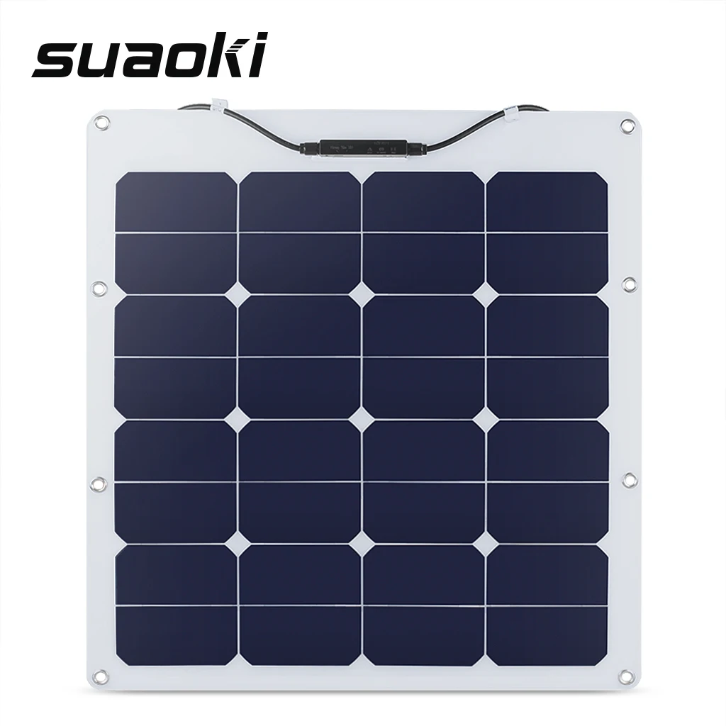 Suaoki 50W High Efficiency Semi Flexible Bendable Solar Panel with MC4 Connector on RV Boat