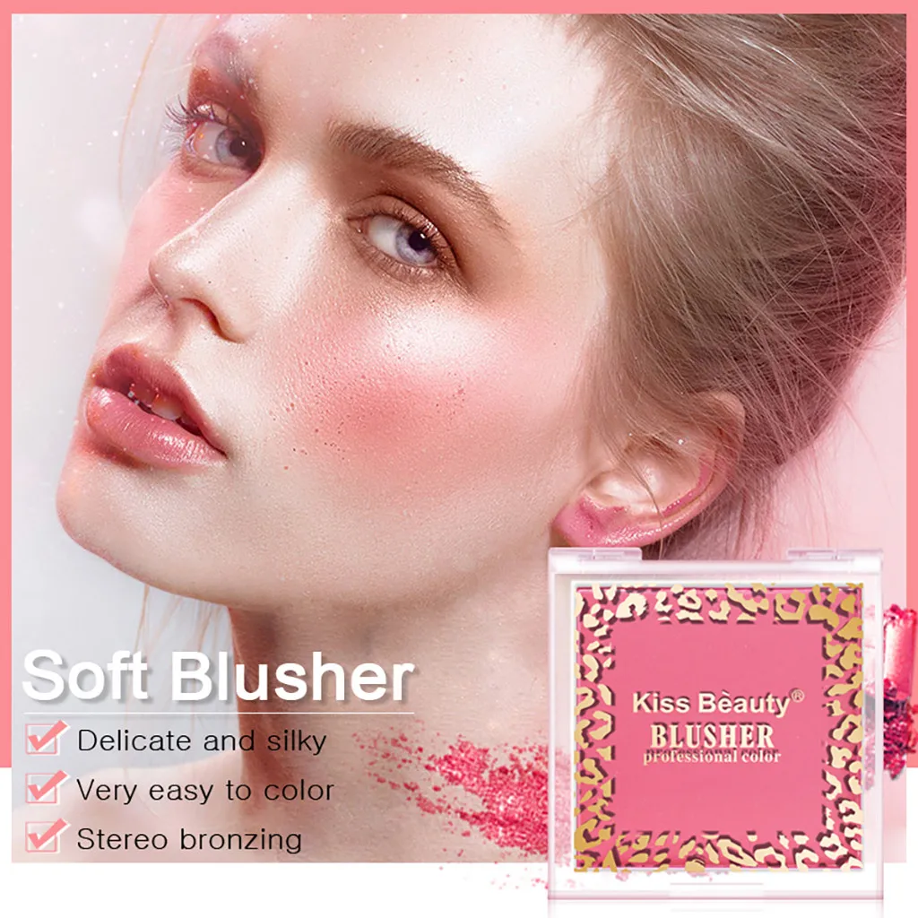 

Blush Red Smooth Mineral Blusher Powder Professional Cosmetics Naturally Brighten Complexion Rouge Shimmer Cheek Blush +