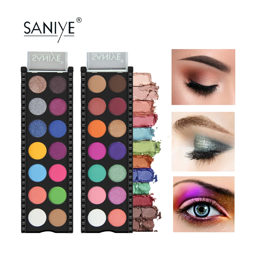 SANIYE, 14 цветов, блестящие тени для век, палитра, стойкая косметика для глаз, maquiagem BeautyAvocado, зеленая палитра для макияжа yeux E144