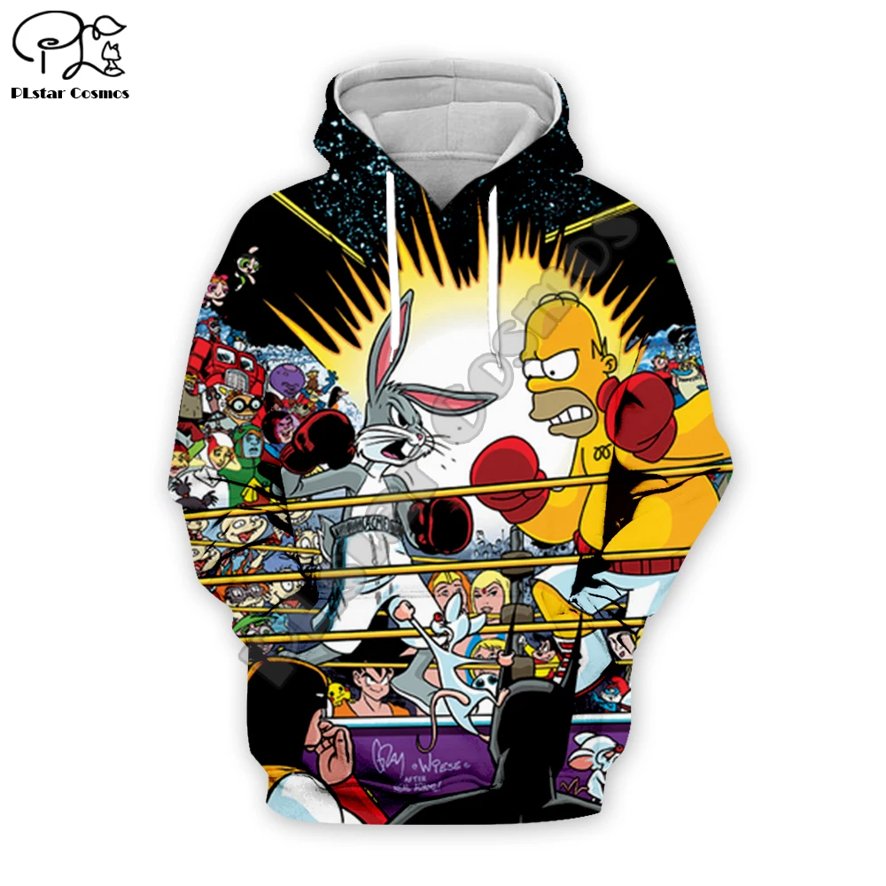 

Men women boxing Bugs Bunny 3d hoodies looney tunes print Sweatshirt zipper unisex casual Pullover autumn spring teens jacket
