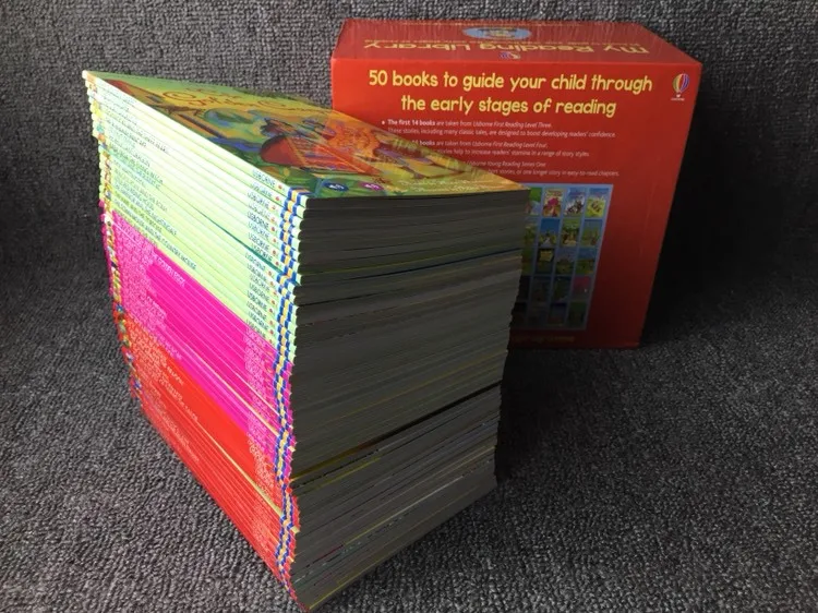 50 книг/набор Usborne My Second Reading Library Box set Learn английский Coloring Story Books для детей детские