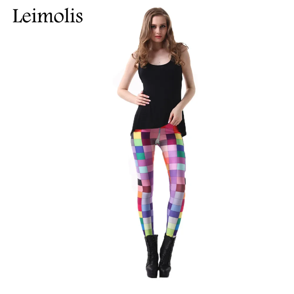 Leimolis, 3D принт, фитнес, пуш-ап, леггинсы для тренировок, женские, готический поп-арт, клетчатая мозаика размера плюс, высокая талия, штаны в стиле панк-рок