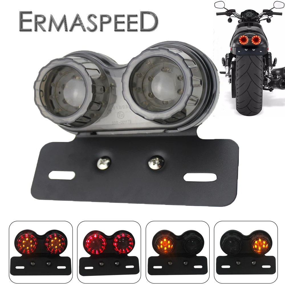

Motorcycle Tail Light Brake Led Light License Plate Holder Rear Turn Signal LED Lamps Universal For Harley Bobber Cafe Racer ATV
