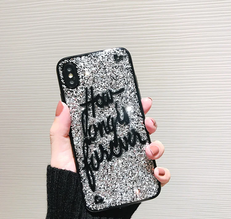 

Hepu Silver shiny pieces English letters for Apple iphone X phone shell iPhone7 / 8 / 6S / Plus soft shell 7P Korean wind female