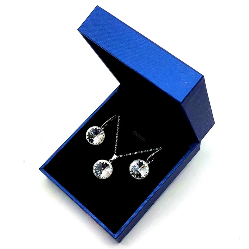 Женские серьги и ожерелье со стразами Swarovski rivoli комплект из сережек ожерелий для