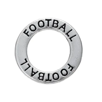 

Charms Football Circle Washer Charm Dangle Antique Silver Plated Sports Charms Wholesale DIY Hand-Made Pendant Jewelry