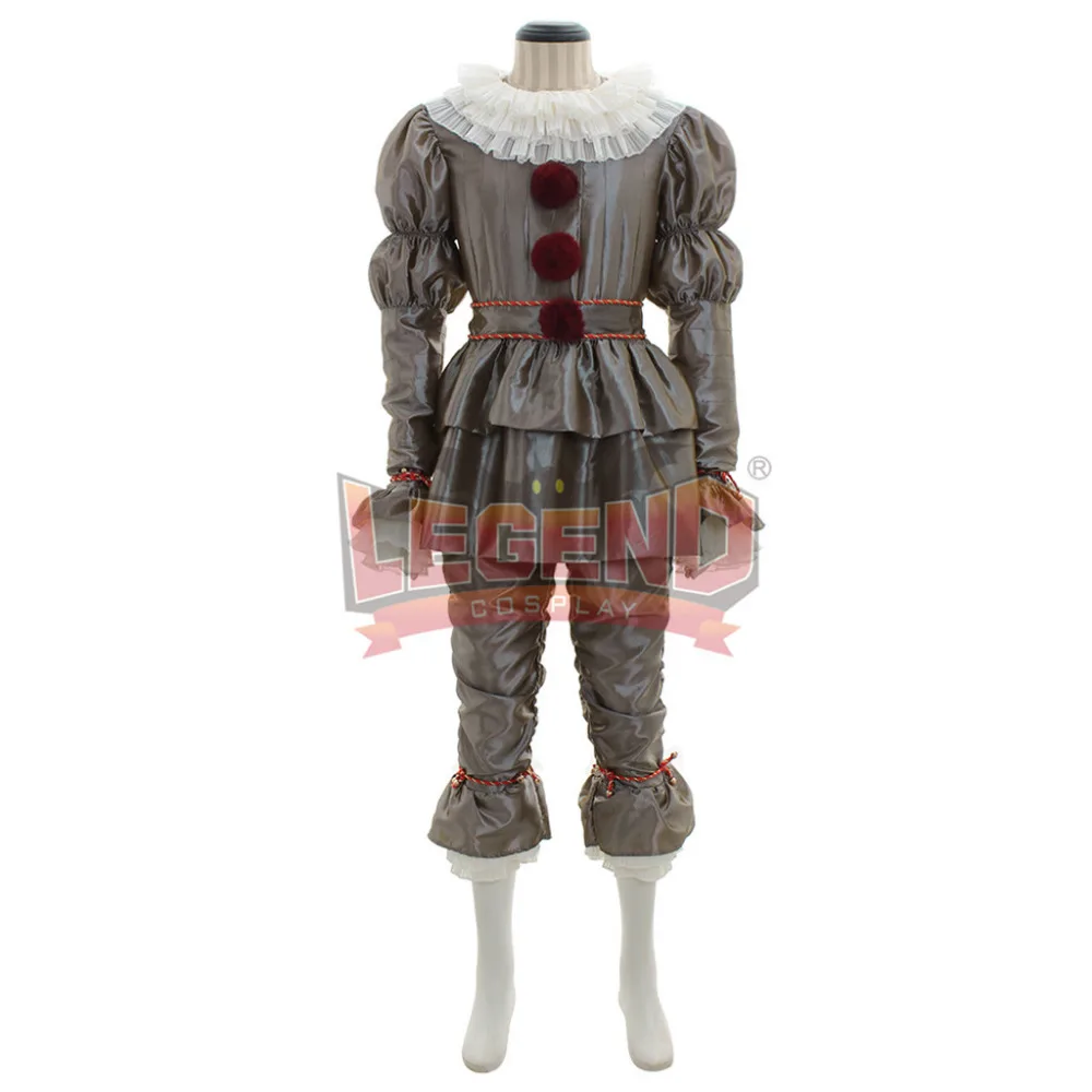 It Pennywise Clown Halloween Carnival Cosplay Costume Adult Men Silver