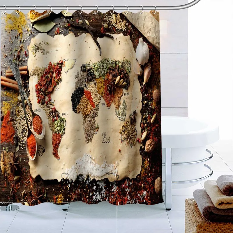 World Map Custom Shower Curtain 3D Waterproof Polyester Fabric Bath High Defintion Printing 12 Hooks For The Bathroom | Дом и сад