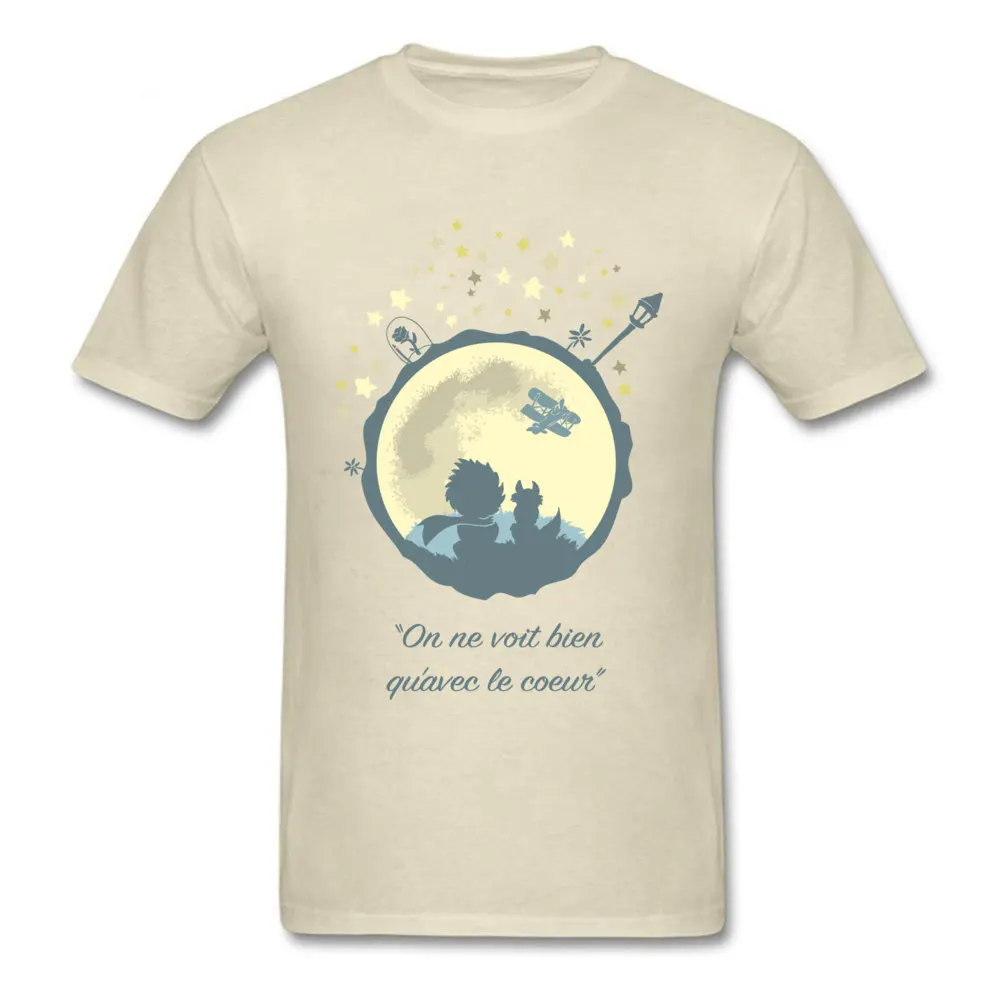 Prince The Moon VALENTINE DAY Cotton Fabric Round Collar Tops Tees Short Sleeve Comics Tops & Tees Funny Design T-Shirt Prince The Moon beige