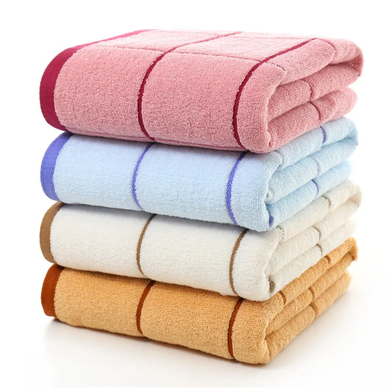 

2018 New Cotton Towel Large Grid Striped Bath Towel Swim Soft Absorbent Drying Cloth SPA Bathroom Beach Terry Towels for Adults