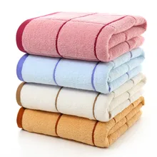 2018 New Cotton Towel Large Grid Striped Bath Towel Swim Soft Absorbent Drying Cloth SPA Bathroom Beach Terry Towels for Adults