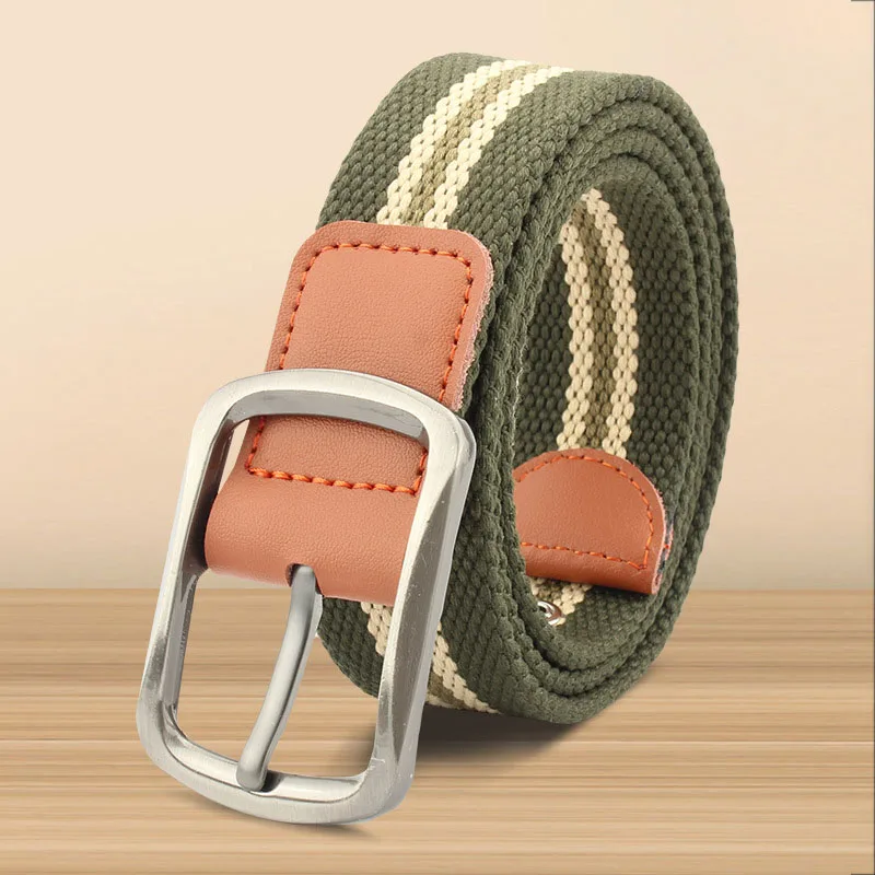 G Army green stripe Лучший YBT унисекс холщовый ремень высокого качества из сплава с пряжкой Роскошный Дизайн утолщенный холст для мужчин и женщин повседневный ковбойский ремень - Цвет: G Army green stripe