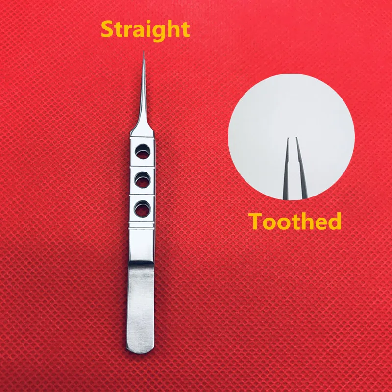 1 шт. микрос из нержавеющей стали 11 см ласточковый прямой/изгиб головки Пинцет платформы офтальмологические щипцы - Цвет: Straight  Toothed
