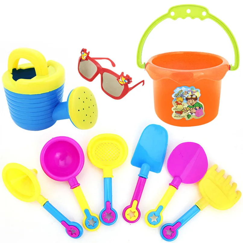 Random Color 9Pcs Kids Sand Beach Toys Castle Bucket Spade Shovel Rake Water Tools Set For Kids Toys Good Gift to Kids JY12#F