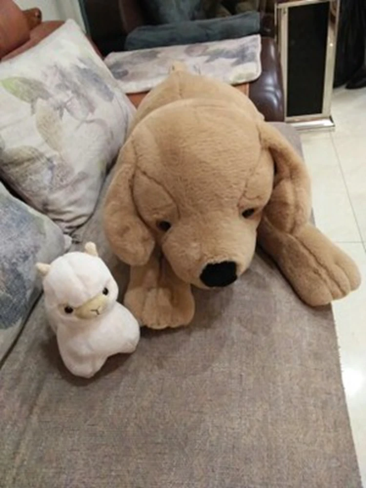 Dorimytrader Pop Simulation Animal Labrador Plush Toy Giant Stuffed Cartoon Golden Retriever Dog Doll Pillow for Baby Birthday Gift 31inch 80cm DY50448 (9)