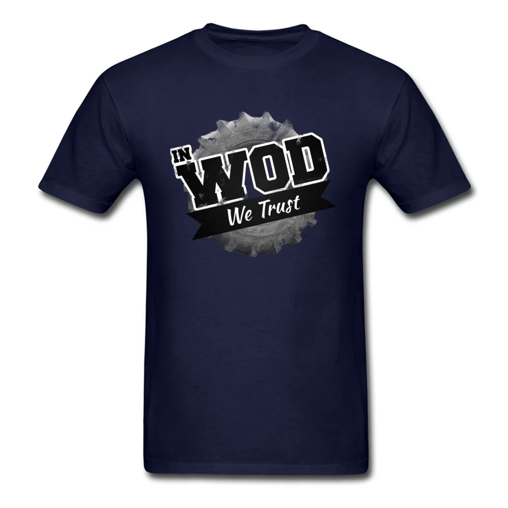 In WOD we Trust T Shirt Short Sleeve Print 2018 New Men Labor Day Tees Print Tops Shirts Crewneck 100% Cotton Wholesale In WOD we Trust navy