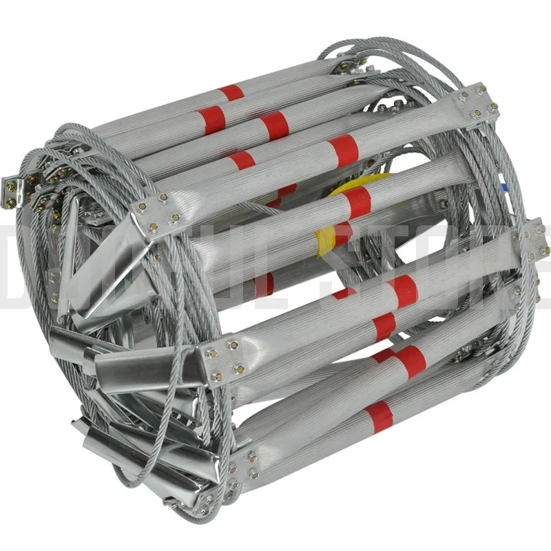5M Fire Escape Ladder 17FT Folding Steel Wire Rope Ladders Aluminum Alloy Emergency Survival Rescue Safety Antiskid Tools New