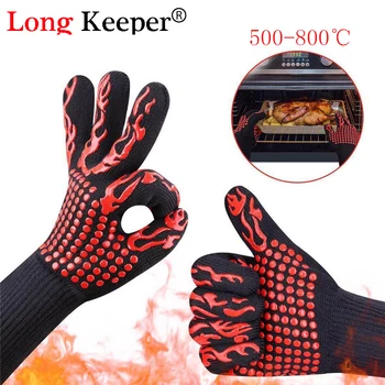 

Silicone BBQ Cooking Microwave Oven Gloves High Temperature Long forearm Safety protective Kitchen Cooking Grilling Gloves
