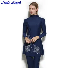 Conservative Islamic Swimsuits Muslim Women Plus Size Print Swimwear Full Cover Long Sleeve Modest Islamic Hijab Bathing Suits