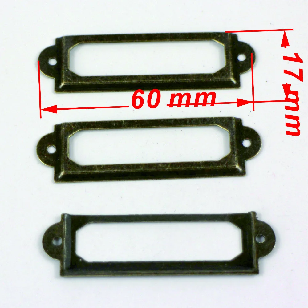 100Pcs Antique bronze color Iron Label Frame Card Holder scrapbook photo album accessories 60x17mm with brads
