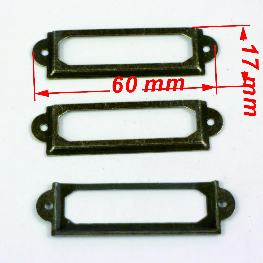 100 шт. античная бронза цвет Железный Этикетка Рамка держатель для карт скрап-аксессуары для альбомов 60x17 мм с штифтики
