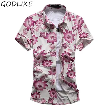 

2019 Summer Mens Fashion Flower Printed Shirt Short Sleeve Slim Fit Shirt High Quality Male Floral Pattern Shirt Plus Size 7XL