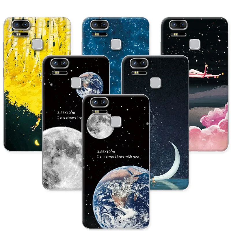 

Couple Phone Cases For ASUS Zenfone 3 Zoom ZE553KL Space Stars Soft Tpu Funda Capa For Zenfone 3 Zoom ZE553Kl 5.5" Back Cover