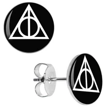 Черные серьги-гвоздики «Дары смерти», мужские серьги-гвоздики из нержавеющей стали, модные ювелирные изделия 8 мм 10 мм AW5098