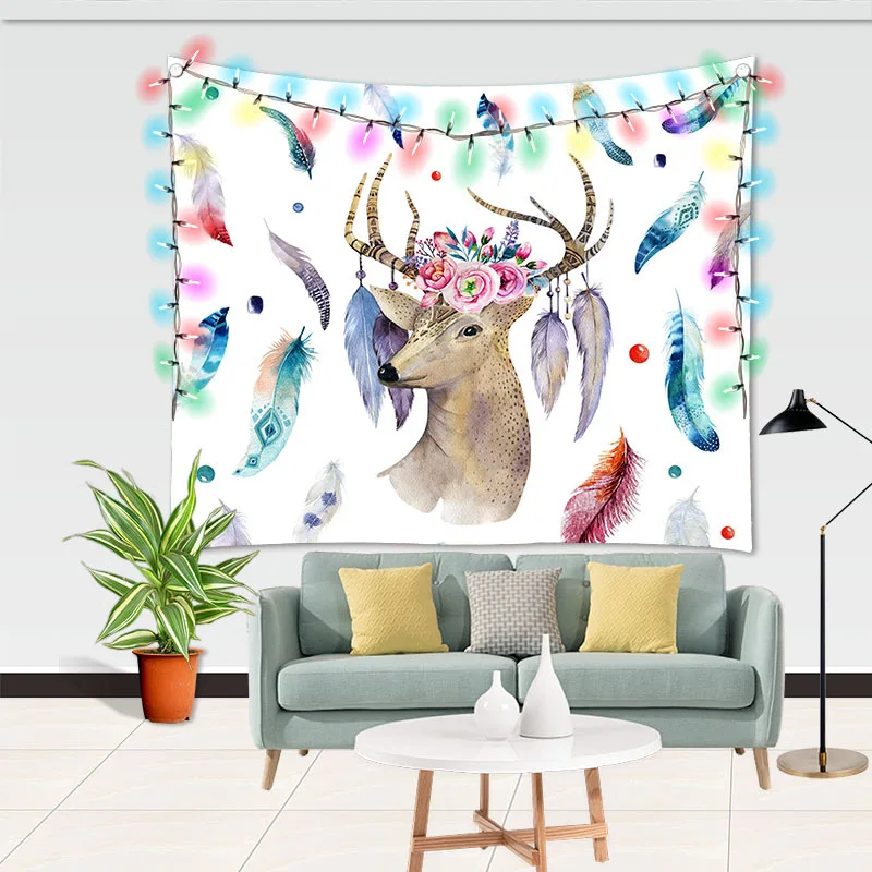 

Bohemian Cartoon Pattern Tapestry Throws Blanket Beach Towel Travel Picnic Blanket Towel Quick Dry Tapestry Wall Decor