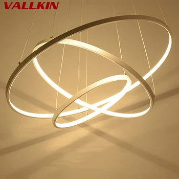 

White Color Modern pendant lights for living dining room 3/2/1 Circle Rings LED Light DiY acrylic aluminum body LED ceiling Lamp