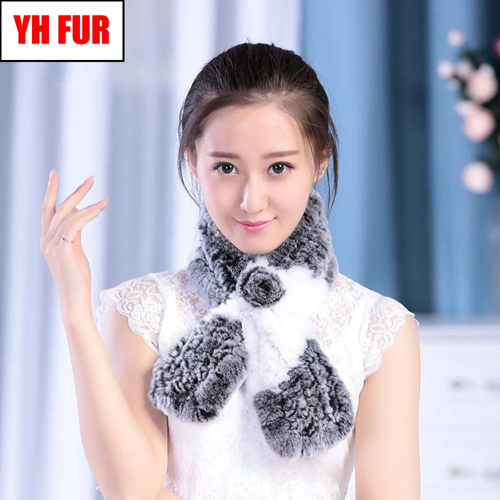 

New Fashion Lady Real Rex Rabbit Fur Scarf 100% Natural Women Knitted Rex Rabbit Fur Muffler Winter Real Rex Rabbit Fur Scarves