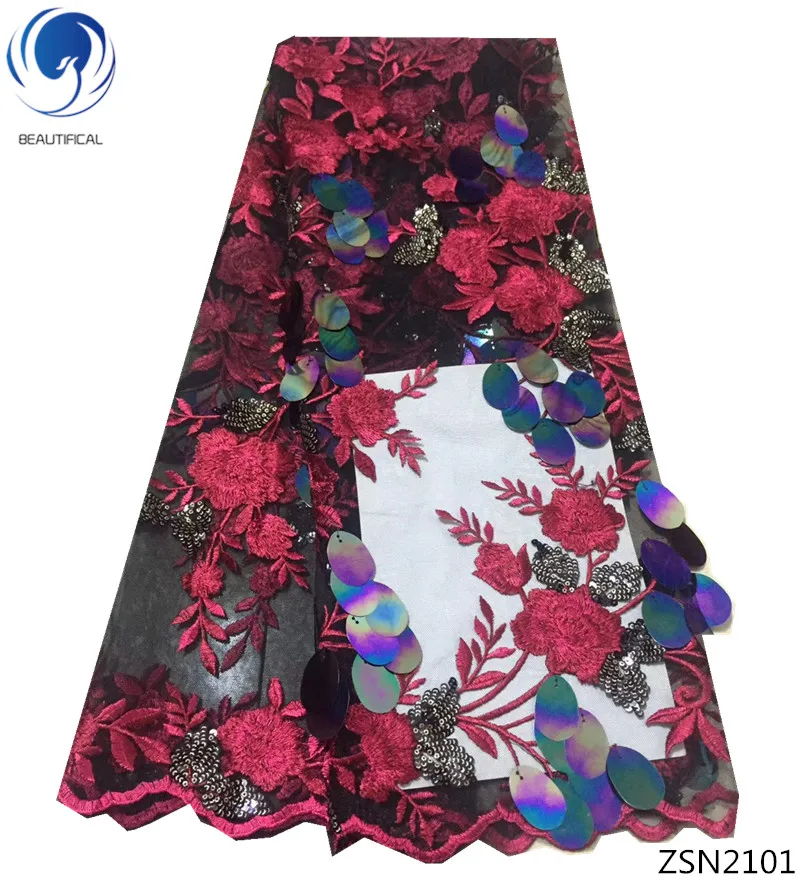 

BEAUTIFICA sequin lace fabric 2018 high quality net lace fabrics with sequins fabric blingbling lace for women 5yards/lot ZSN21