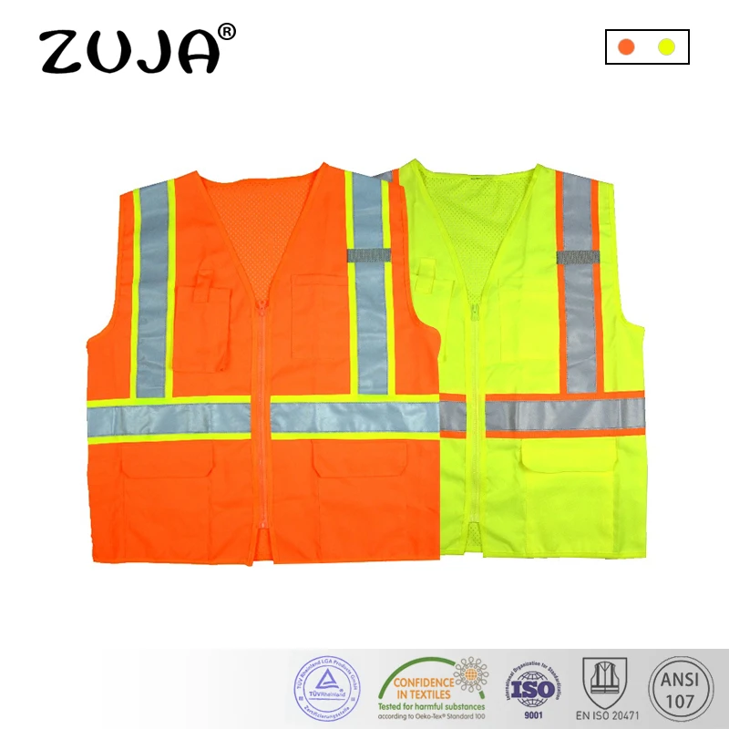 

High visibility Safety Reflective vest Print Logo Traffic Vest With multi Pockets