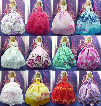 

30 Items =10 Handmade Princess Wedding Dress+10 Shoes+10 Pink Hangers Party Doll's Dress Clothes Gown For Barbie doll