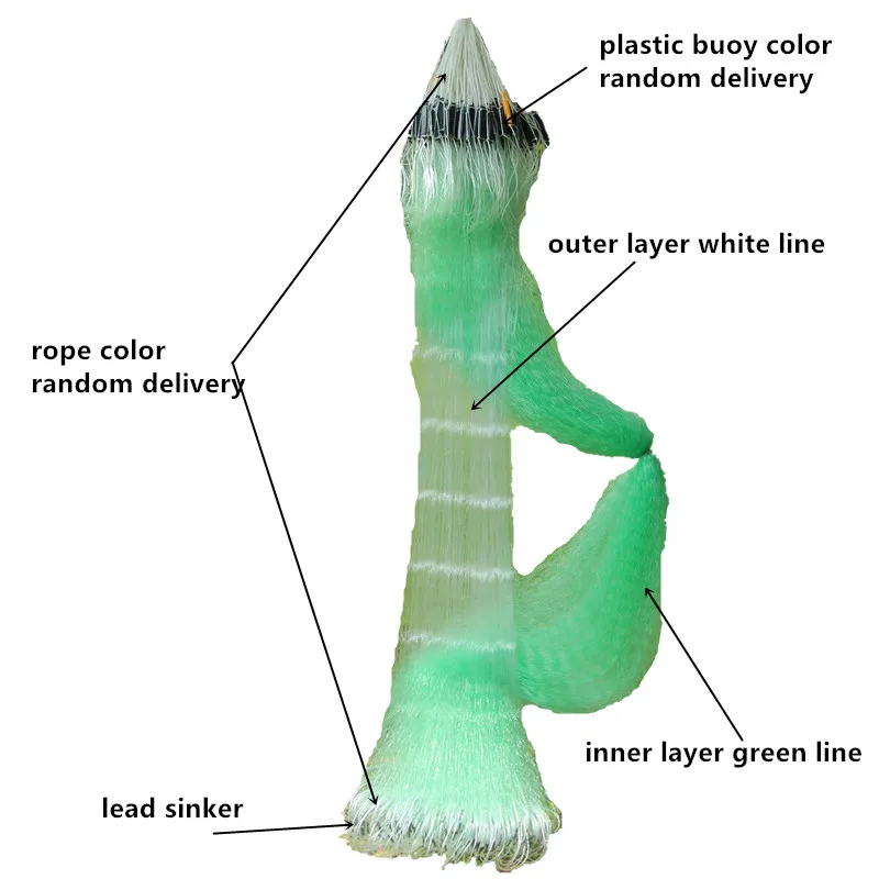 depth 1.5m-2m length 40m monofilament nylon net  3layer grid gill net fishing network pesca visnet fishing Accessories outdoor