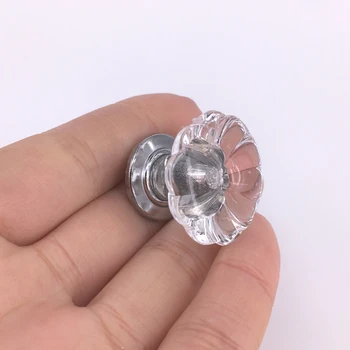 

20pcs Crystal Clear Flower Knob Acrylic Jewelry Box Knobs Pulls Modern Drawer Dresser Pull Handles Furniture Decoration Handles