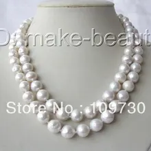 Ювелирные изделия 00592 2 строк 11 мм круглый белый Эдисон кеши возрождается пресноводные жемчужные ожерелья