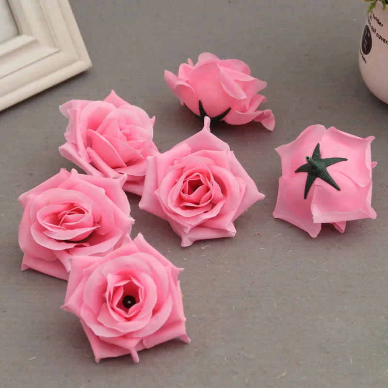 50 Pcs Fake Artificial Silk Rose Heads Flower Buds DIY Bouquet Home Wedding Craft Decor Supplies XB 66